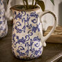 Solene Blue Botanical Pitcher Jug Vase, thumbnail 3 of 9