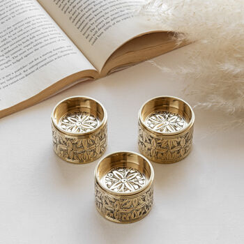 Locronan Hand Engraved Brass Tealight Holders, 3 of 5