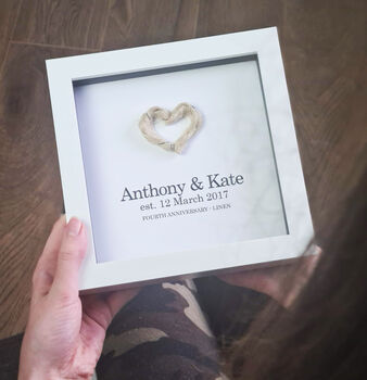 Personalised 4th Anniversary Gift Linen Heart, 2 of 7