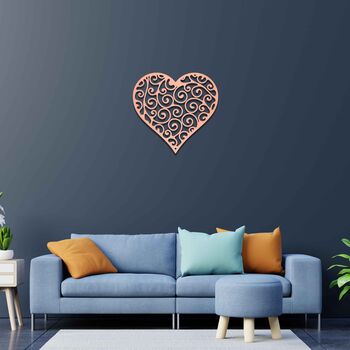 Abstract Wooden Love Heart Wall Art Home Decor, 5 of 9