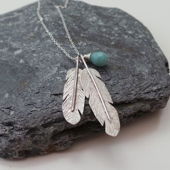 Feathers Sterling Silver And Gem Necklace, 3 of 6