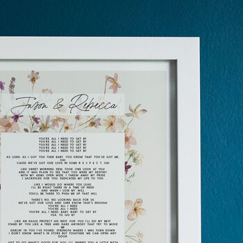 Personalised Floral First Dance Lyrics Print, 8 of 9