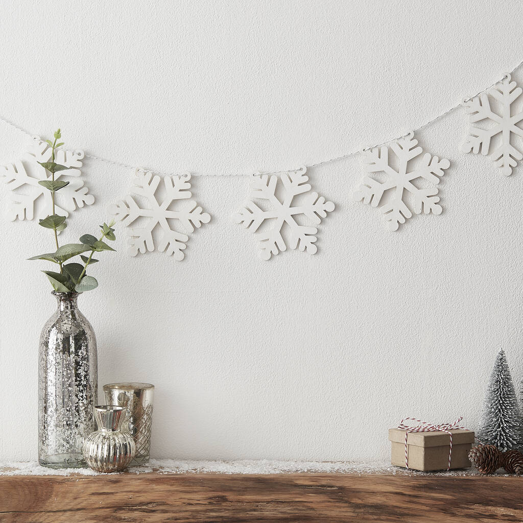 White Wooden Snowflake Christmas Bunting, 1 of 2