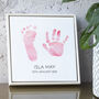 Personalised Baby Handprint And Footprint Framed Tile, thumbnail 3 of 5