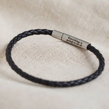 Men's Personalised Slim Woven Leather Bracelet, 7 of 11