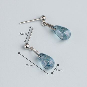 Sterling Silver Blue Flecked Crystal Dangle Stud Earrings, 3 of 6