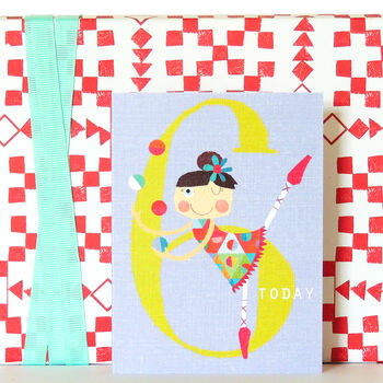 Mini Circus Girl 6th Birthday Card, 3 of 4