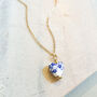 Delft Blue Floral Ceramic Heart Pendant Necklace, thumbnail 2 of 2