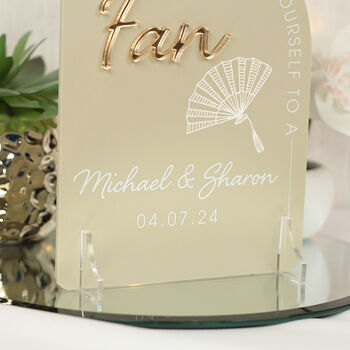 Modern Arch Take A Fan Acrylic Wedding Sign, 4 of 5