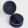 Navy Butterfly Velvet Embroidered Circle Jewellery Box, thumbnail 4 of 6