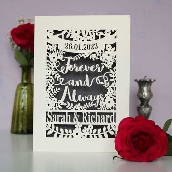 Personalised Papercut 'Forever And Always' Wedding Card, 3 of 12