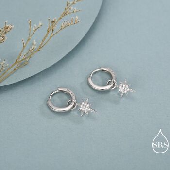 Detachable Starburst Hoop Earrings Sterling Silver, 6 of 11