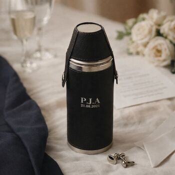Personalised 8oz Hunter Flask With Shot Cups Father's Day Gift For Him, 3 of 7