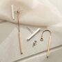 Sterling Silver Rose Gold Plated T Bar Dangly Earrings, thumbnail 1 of 5