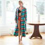 Women's 'Acorn Squash' Check Brushed Cotton Robe, thumbnail 3 of 5