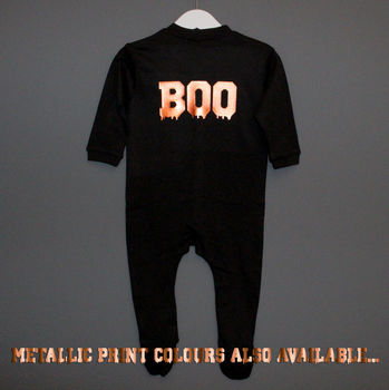 'Boo' Baby Halloween Black Sleepsuit, 4 of 5