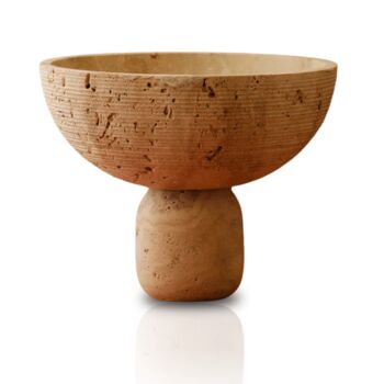 Handcrafted Travertine Pedestal Bowl, 2 of 2