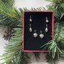 Set Of Three Classic Sterling Silver Drop Earrings For Christmas, thumbnail 1 of 6