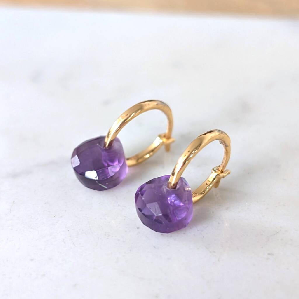 Amethyst Teardrop February Birthstone Earrings, 1 of 6
