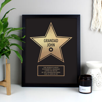 Personalised Walk Of Fame Star Award Black Framed Print, 3 of 6