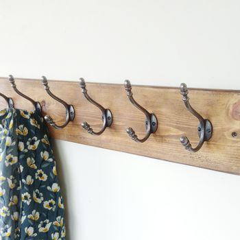 Vintage Style Wooden Coat Rack With Acorn Tip Hooks, 2 of 5