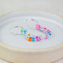 Sterling Silver And Acrylic Colourful Floral Charm Hoops, thumbnail 4 of 7