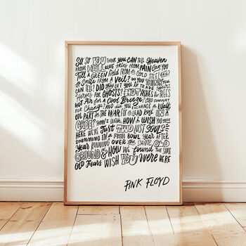 Wish You Were Here Pink Floyd Song Lyrics Art Print, 2 of 9