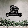 Custom Pug Welcome Metal Wall Art Sign For Home And Garden Gift, thumbnail 1 of 11