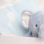 Blue Elephant Toy And Rattle Blanket Baby Gift Set, thumbnail 5 of 6