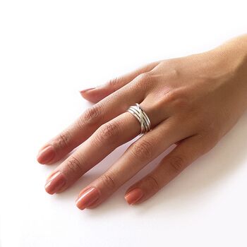 Gold Square Wire Overlapping Ring, 4 of 5