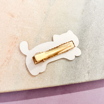 Pastel Pink Kitten Acrylic Hair Accessory With Bow, 2 of 2