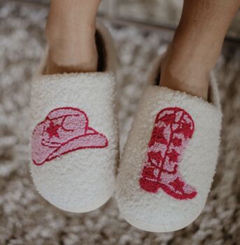 Womans Cowboy Design Slippers, 2 of 7