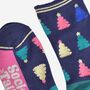 Women's Bamboo Socks Navy Blue Christmas Tree, thumbnail 4 of 5