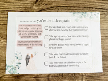 Wedding Table Captain Checklist Sheets A5, 3 of 4