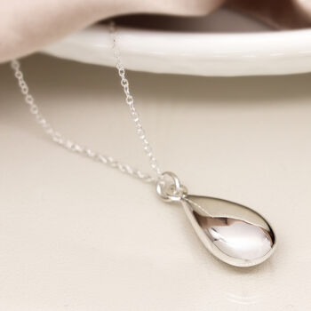 Sterling Silver Polished Teardrop Necklace, 2 of 3