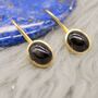 Black Onyx Gold Plated Sterling Silver Drop Earrings, thumbnail 1 of 6