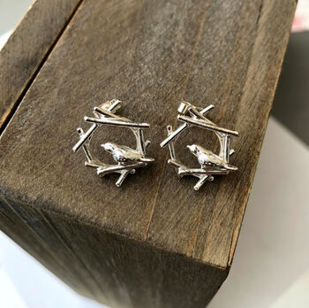 Sterling Silver Robin Nest Earrings, 5 of 11