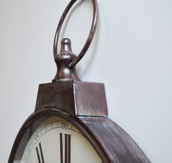 Antique Brass Large Oversized Pocket Watch Wall Clock, 6 of 12