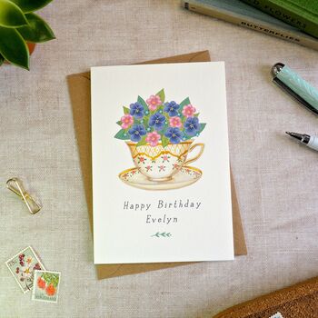 Violet Teacup Birthday Card, 2 of 5