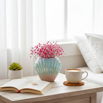 Iridescent Blue And Pink Sea Shell Flower Vase, 6 of 7