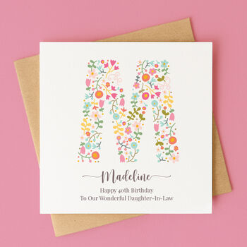 Personalised Floral Initial Birthday Card – Any Letter, 2 of 8