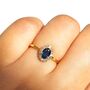 Blue Sapphire Ring In Sterling Silver And Gold Vermeil, thumbnail 4 of 10