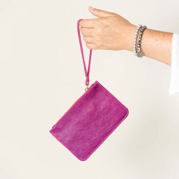 Pink Leather Wristlet Clutch Bag, 3 of 6