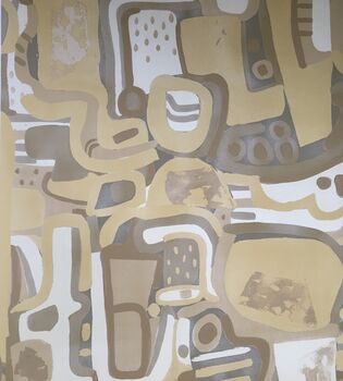 Cubist Jigsaw Wallpaper Soft Ochre, 4 of 5