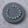 Crystal And Green Colour Leaf Design Tennis Bracelet, thumbnail 3 of 4
