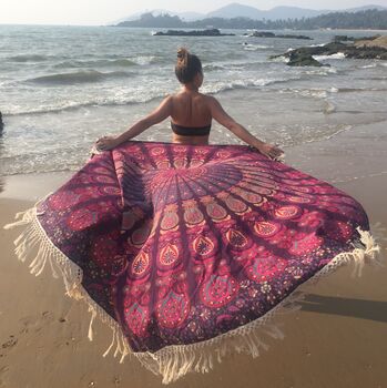 Housse De Coussin De Sol Round Bleu Mandala 90 Cm - Art Déco Indien - Neuf