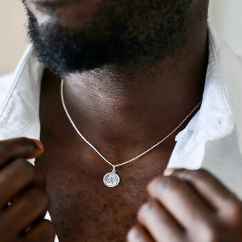 Men's Personalised Sterling St Christopher Necklace, 6 of 10