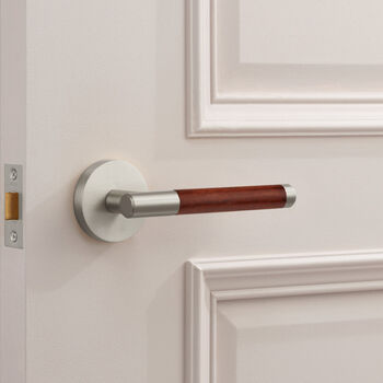 Solid Brass Lever Door Handles With Leather, 10 of 12