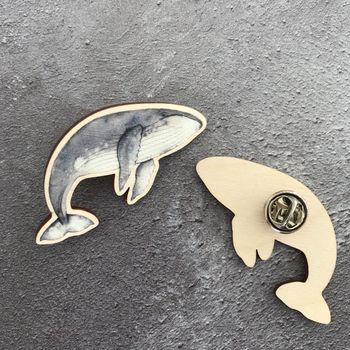 Humpback Whale Wooden Laser Cut Brooch, 4 of 8
