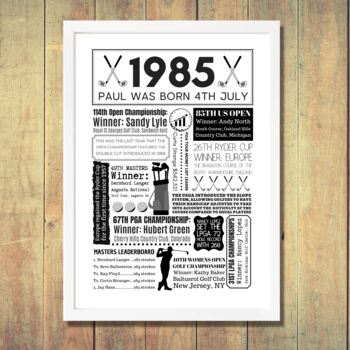 1985 Personalised 40th Birthday Golf Fact Poster, 4 of 8